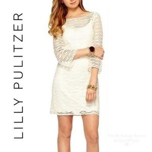 White Lilly Pulitzer Topanga Wavy Knit Dress